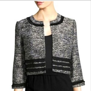 Karl Lagerfield cropped tweed jacket with frayed black trim